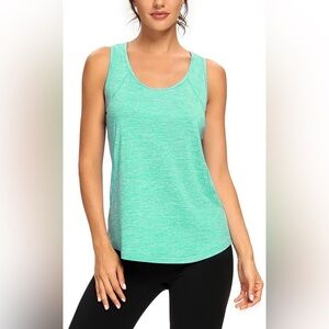 Mesh Racerback Workout Tank Top - Teal (QUCCEFODS)